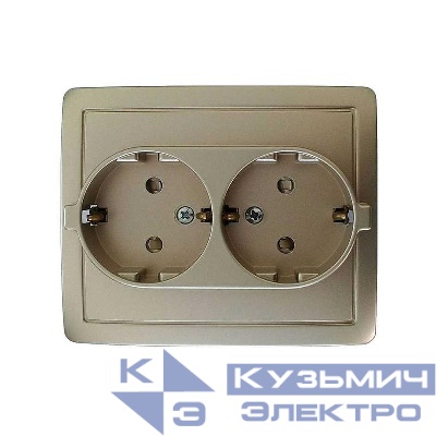 Розетка 2-м СП Simon15 16А IP20 250В с заземл. Schuko защ. шторки винт. клеммы шампань Simon 1590451-034