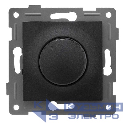 Механизм диммера СП Bravo 500Вт с накладкой и воротком графит GUSI С10Д6-010