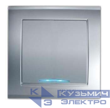 Выключатель 1-кл. СП Бриллиант 10А IP20 с подсветкой серебр. UNIVersal 7949643