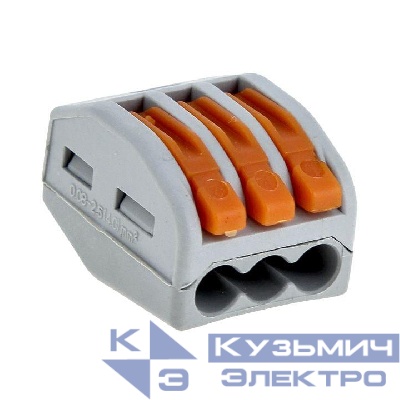 Клемма строительно-монтажная СМК 222-413 3-проводная 0.08-2.5кв.мм с рычагом (уп.100шт) PROxima EKF plc-smk-413