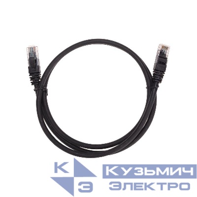 Патч-корд U/UTP CAT 6 RJ45-RJ45 26AWG LSZH черн. 1м Rexant 02-0292-1
