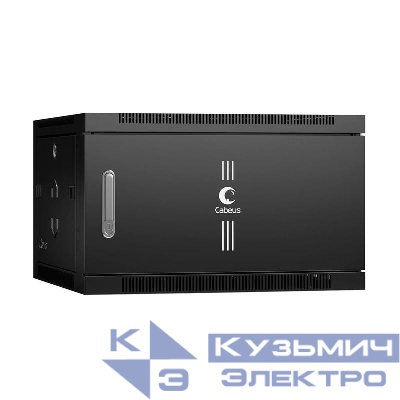 Шкаф телекоммуникационный настенный SH-05F-6U60/45m-BK 19дюйм 6U 600х450х368мм дверь метал. черн. (RAL 9004) Cabeus 8599c
