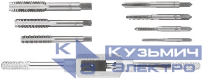 Метчики легированная сталь профи 7шт м3-М12 метчикодержатель универсальный блистер FIT 70802