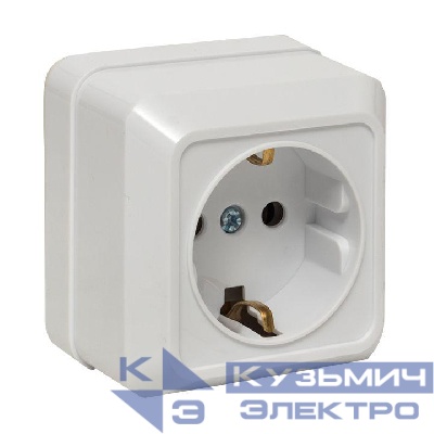 Розетка 1-м ОП Рим 16А IP20 с заземл. бел. EKF ENR16-028-10