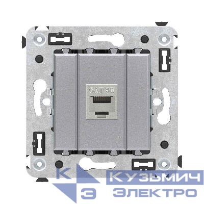 Розетка компьютерная 1-м СП Avanti "Закаленная сталь" RJ45 кат.5E без шторок экранир. механизм DKC 4404763