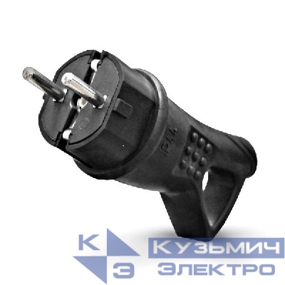 Вилка электрическая однофазная с ушком каучук UNIVersal 0003