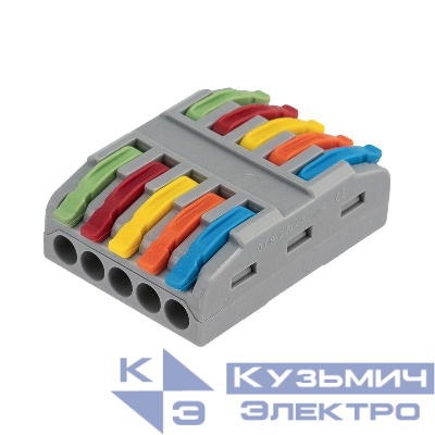 Клемма СМК 222-425 проходная 5 полюсов (0.08-4кв.мм) сер. Rexant 07-5245