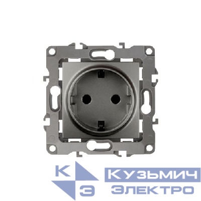 Розетка 1-м СП Эра12 12-2001-12 16А IP20 16AX 250В 2P+E Schuko без монтаж. лапок механизм графит Эра Б0019307