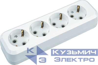 Колодка удлинителя 4-м с заземл. 61 586 NCA-BL01-04-E-WH АБС-пластик Navigator 61586