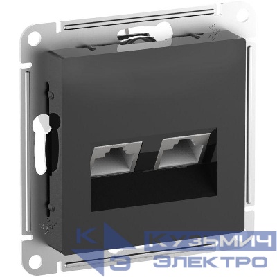 Розетка компьютерная 2-м AtlasDesign RJ45 кат.6A механизм карбон SE ATN001088
