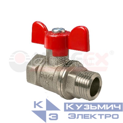 Кран шаровой ручка-бабочка (внутр./наружн.) 3/4дюйм латунь с никелир. покрытием (72/18) VALFEX VF.218.NB1.034