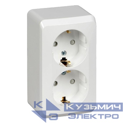 Розетка 2-м ОП Этюд 16А IP20 250В с заземл. защ. шторки бел. SE PA16-008B