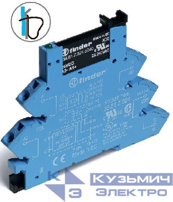 Модуль интерфейсный (сборка 34.81.7.060.8240 + 93.51.3.240) твердотельное реле выход 2А (240В AC) 230-240В AC/DC подавление утечки тока IP20 безвинт. клеммы (пружинный зажим) FINDER 389132408240