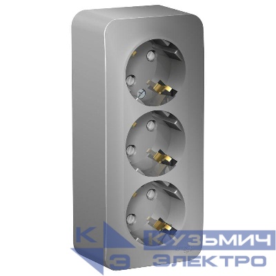 Розетка 3-м ОП Blanca 16А IP20 250В с заземл. защ. шторки с изолир. пластиной алюм. SE BLNRA011313