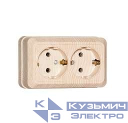 Розетка 2-м ОП Олимп 16А с заземл. сосна UNIVersal 5560865