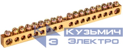 Шина PEN "земля-ноль" 8х12мм 18/1 (18групп/крепеж по центру) IEK YNN20-18-100