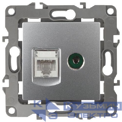 Розетка компьютерная + телевизионная Эра12 12-3110-03 RJ45 + TV IP20 алюм. Эра Б0027443