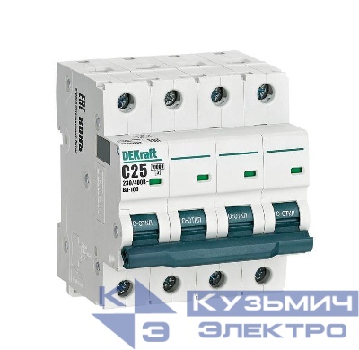 Выключатель автоматический модульный 4п C 25А 10кА ВА-105 DEKraft 13191DEK