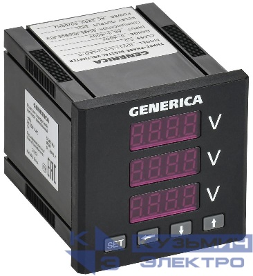 Вольтметр цифровой щитовой 3ф DO RS-485 72х72 LED GENERICA IDV11-5-3-3-LED-G