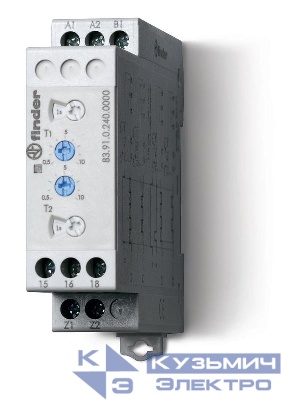 Таймер модульный мультифункциональный (LI LE PI PE) 24…240В AC/DC 1CO 16А 22.5мм регулировка времени 0.05с…10дней IP20 FINDER 839102400000