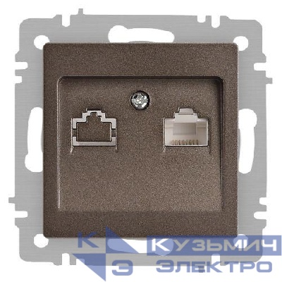 Розетка компьютерная 1-м СП Accent 6-303-08 RJ45 IP20 бронза Intro Б0063639