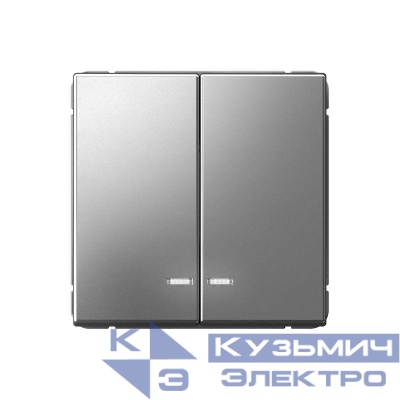 Выключатель 2-кл. ArtGallery (сх. 5а) 10AX с подсветкой быстрозажим. клем. механизм сталь SE GAL000953S