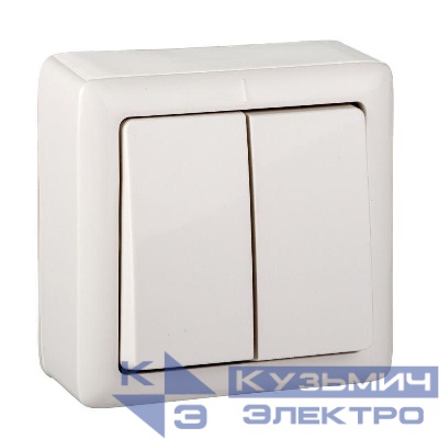 Выключатель 2-кл. ОП Хит 6А IP20 250В с изолир. пластиной бел. SE VA56-232I-B