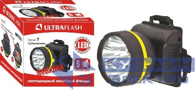 Фонарь налобный 909LED5 (5LED 1 режим; 3хR6 черн.) Ultraflash 11781
