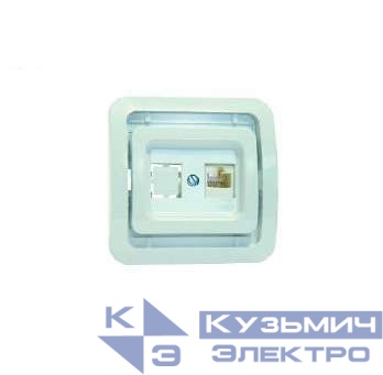 Розетка компьютерная 1-м СП Mimoza кат.5E + гнездо без вставки крем. Makel 32035