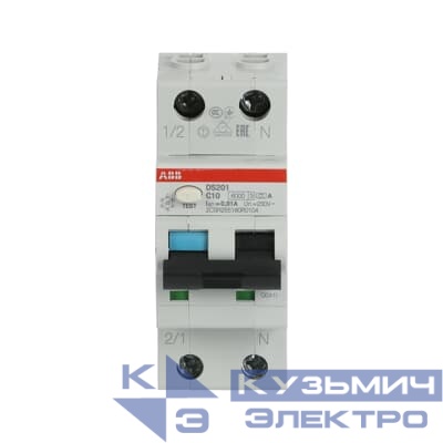 DS201 C10 A10  Автоматический выключатель дифференциального тока ABB 2CSR255180R0104