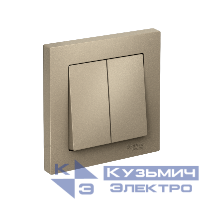 Выключатель 2-кл. AtlasDesign (сх. 5) 10AX быстрозажим. клем. в сборе шампань SE ATN000552S
