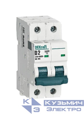Выключатель автоматический модульный 2п D 2А 10кА ВА-105 DEKraft 13209DEK