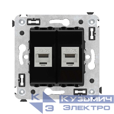 Розетка компьютерная 2-м СП Avanti "Черный квадрат" RJ45 кат.5E без шторок экранир. механизм DKC 4402764