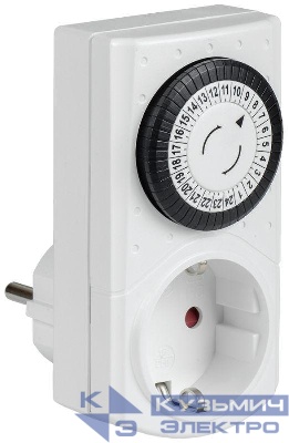 Розетка-таймер механический РТМ-1 30мин 24ч 48on/off 16А IP20 IEK ERT-20-1-16-S-30-0-20-K01