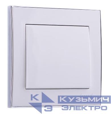 Выключатель 1-кл. СП Rain 10А IP20 с хром. боковой вставкой бел. LEZARD 703-0225-100