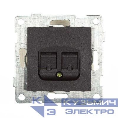 Розетка компьютерная 1-м СП Bravo RJ45 механизм графит GUSI С10К1-010