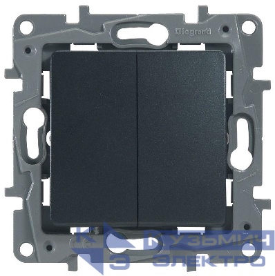 Переключатель 2-кл. СП Etika Plus 10А IP20 250В 10AX безвинтов. зажимы механизм антрацит Leg 672612
