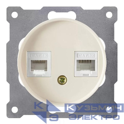 Розетка компьютерная 2-м СП Florence RJ45 кат.5E механизм беж. (1E20901301) OneKeyElectro 2172795