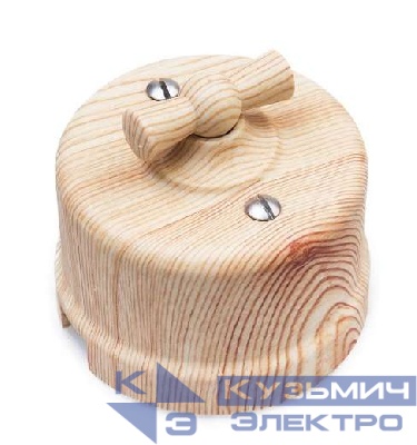 Выключатель проходной поворотный 1-кл. ОП Лизетта 10А IP20 ретро 2 полож. ABS-пластик карельская сосна Bironi B1-201-13