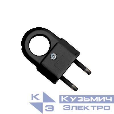 Вилка электрическая 6А 250В плоская с ушком без. заземл. черн. (еврослот) UNIVersal А1030