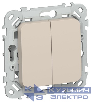 Выключатель 2-кл. СП FLITE ВС12-1-0-ФлЛ 10А механизм льняной IEK FI-V20-0-10-1-K88