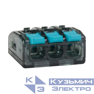 Клемма строительно-монтажная OptiKit СМК 221-413 с рычагом 3 отверстия 0.2-2.5(4.0)кв.мм КЭАЗ 351067