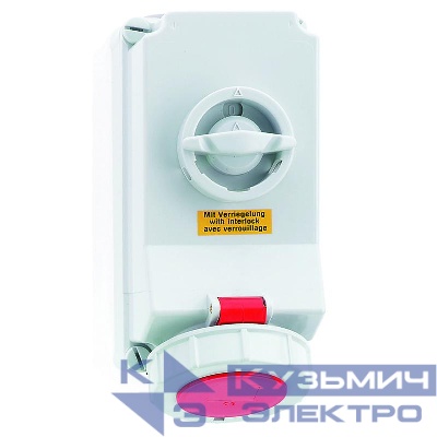 Розетка 16А 4п 6ч 400В IP67 225х118мм с блокировк. Bals 16040