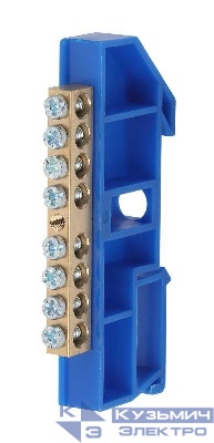 Шина N "ноль" на DIN-изол. ШНИ-6х9-8-Д NO-222-45 син. ЭРА Б0033426