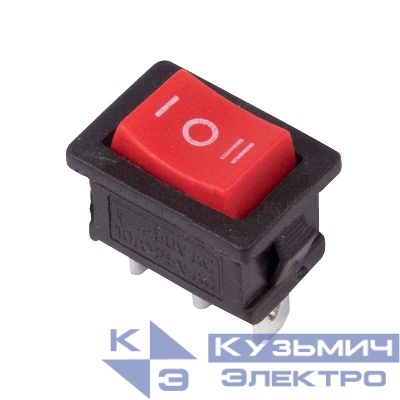 Выключатель клавишный 250В 6А (3с) ON-OFF-ON красн. с нейтралью Mini (RWB-205; SC-768) REXANT 36-2144