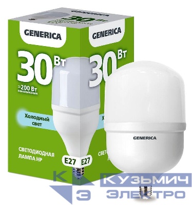 Лампа светодиодная HP 30Вт 6500К E27 230В GENERICA LL-HP-30-230-65-E27-G