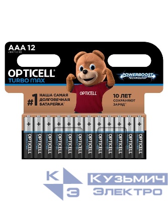Элемент питания алкалиновый AAA/LR03 (блист. 12шт) Turbo Max Opticell 6053010