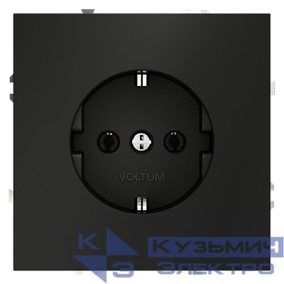 Розетка 1-м СП S70 16А с заземл. механизм черн. матов. Voltum VLS040108