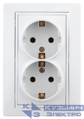 Розетка 2-м СП Plano 1-208-01 16А IP20 250В 2х2P+E Schuko защ. шторки бел. Intro Б0053933