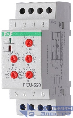 Реле времени PCU-520 2х8А 230В 2 перекл. IP20 многофункц. монтаж на DIN-рейке F&F EA02.001.012